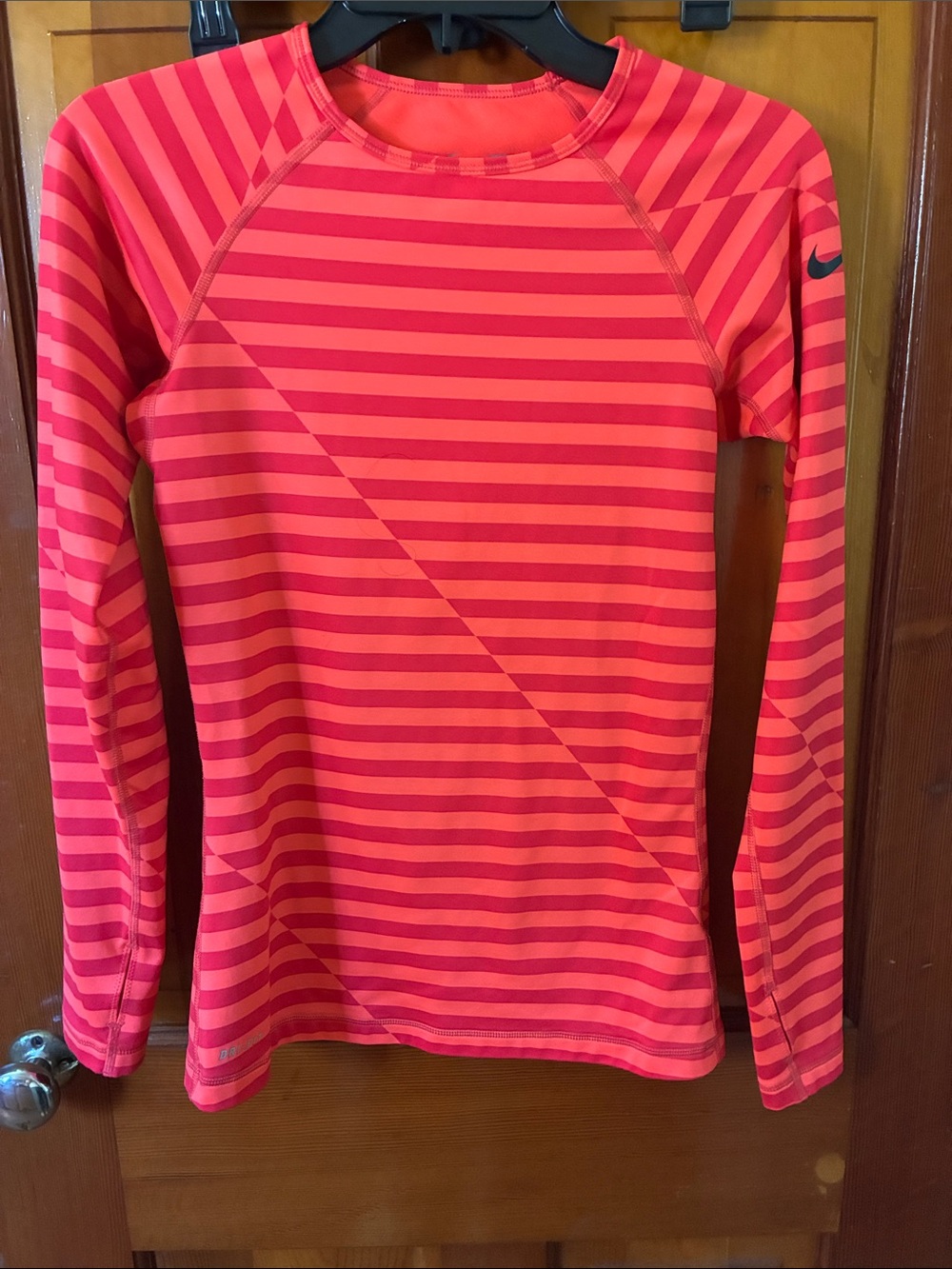 Nike Women’s Long Sleeve Striped Swim Top - Pink & Coral